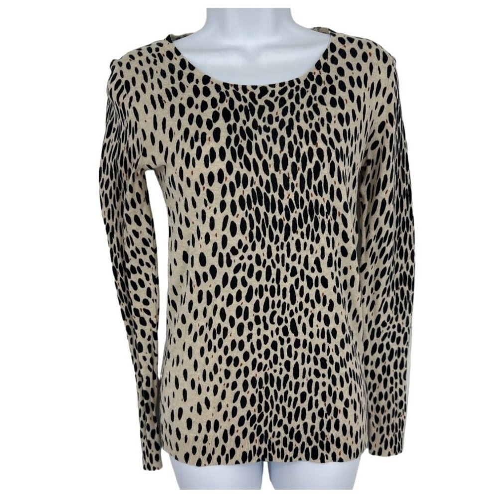 J. Crew Mercantile Women Animal Print Long Sleeve Crew Neck Sweater Size XXS
